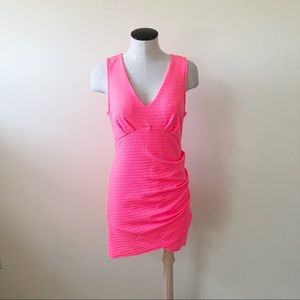 UK2LA neon hot pink textured bodycon mini dress